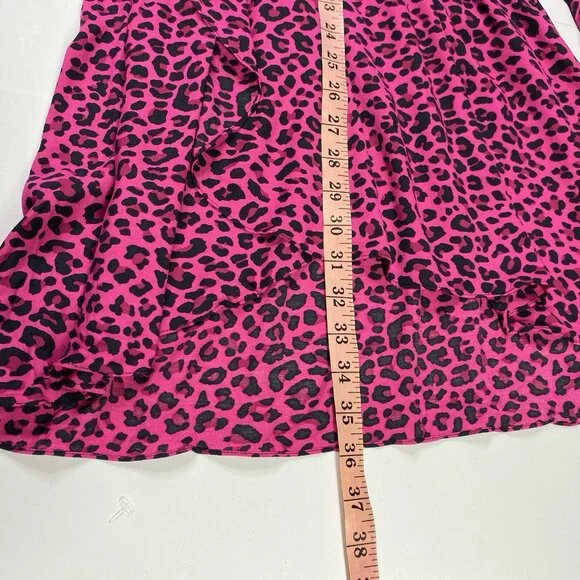 Zadig Voltaire Dress Womens XS Pink Mini Long Sleeve Cinch Leopard Print NEW - Picture 11 of 13
